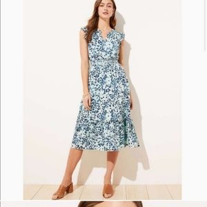 Sweet turquoise, patterned midi dress from Loft